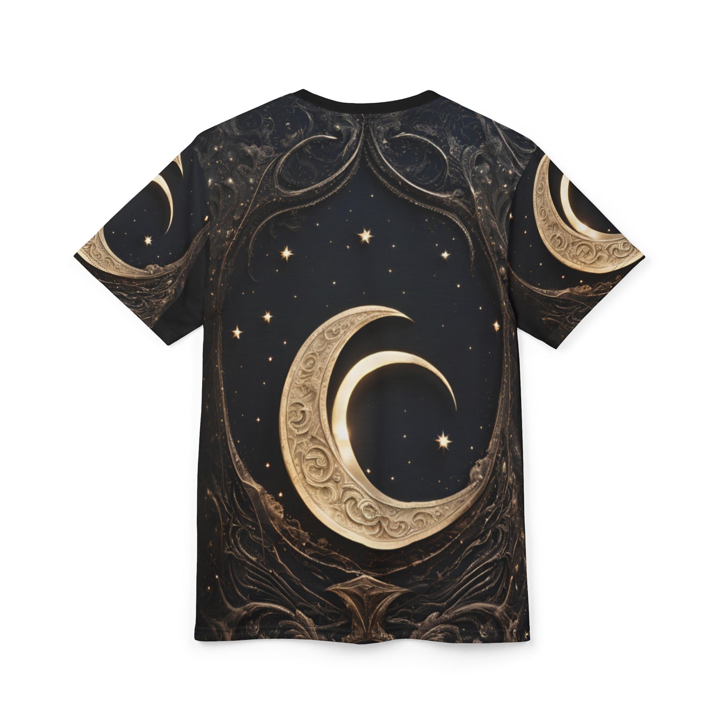 Celestial Moon Unisex Cut & Sew Tee - Night Sky Design for Dreamers, Celestial Crescent Moon AOP Shirt