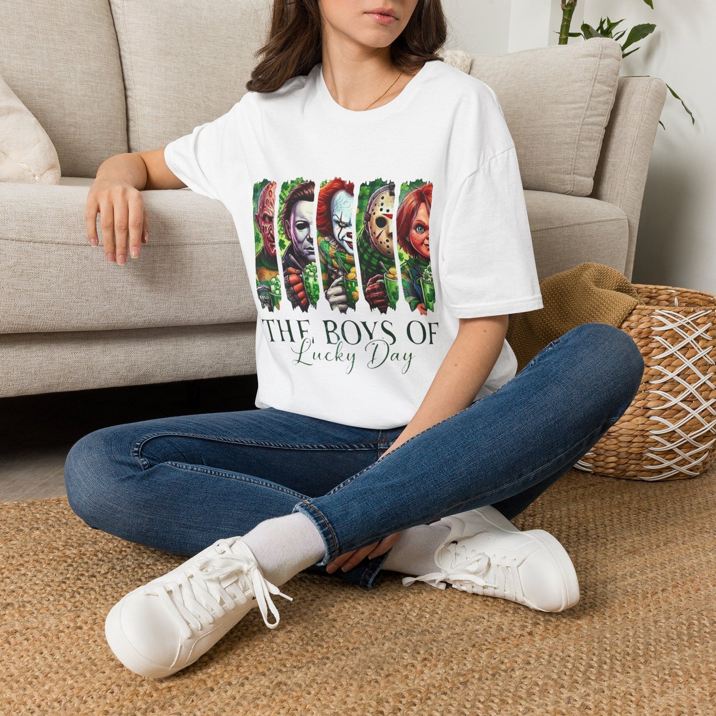 Horror Icons T-Shirt — "The Boys of Lucky Day" Retro Slasher Character Tee, St. Patrick's Day Shirt,