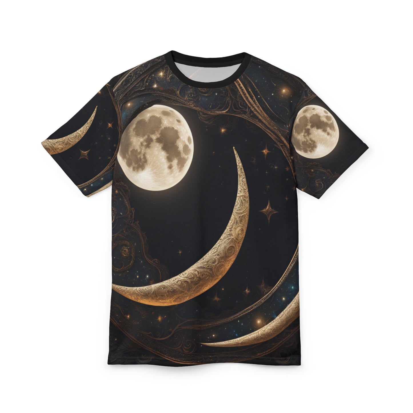 Celestial Moon Unisex Tee - Starry Night Graphic Shirt, Celestial Crescent Moon Shirt, Celestial AOP Shirt
