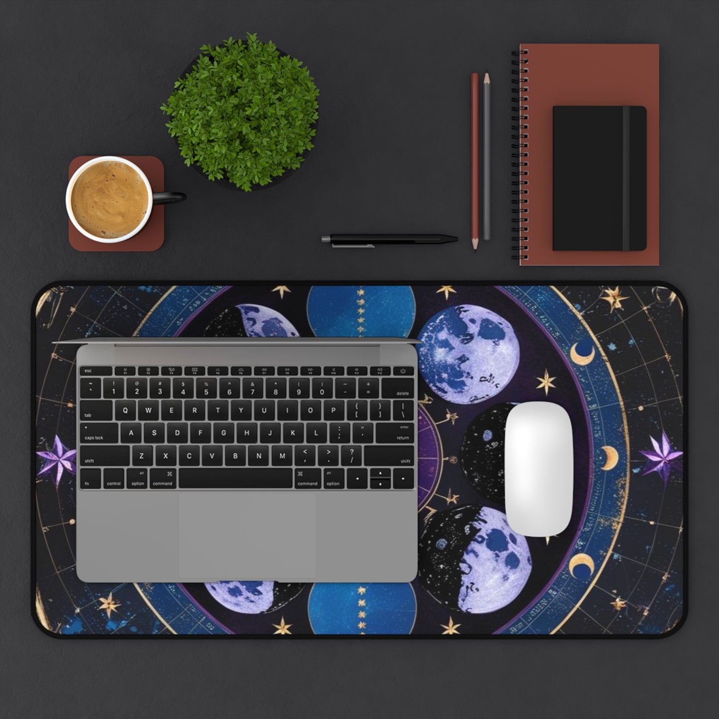 Celestial Moons Desk Mat - Stylish Astrology Office Accessory