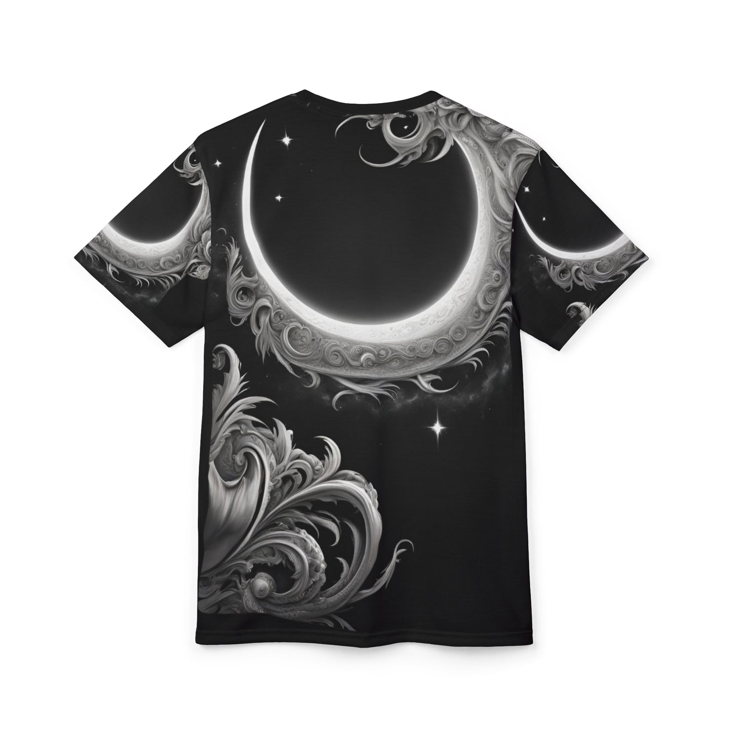 Ethereal Moon Phase Unisex Cut & Sew Tee - Celestial Black Graphic T-Shirt