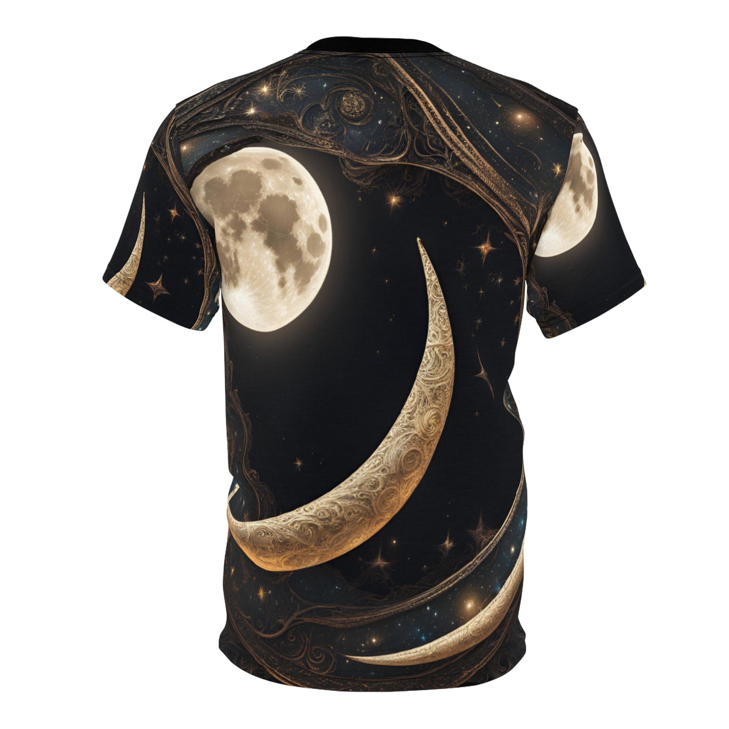 Celestial Moon Unisex Tee - Starry Night Graphic Shirt, Celestial Crescent Moon Shirt, Celestial AOP Shirt
