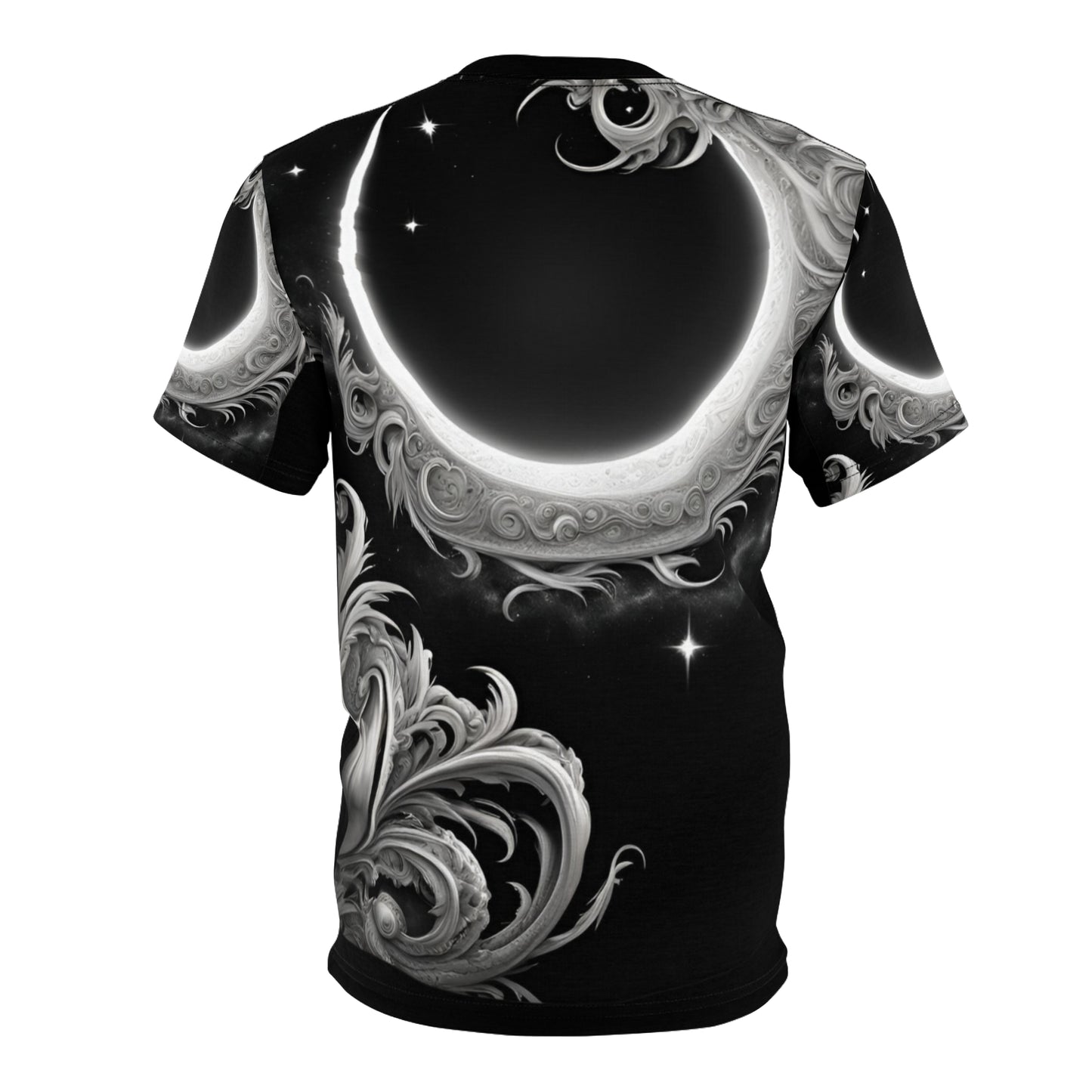 Ethereal Moon Phase Unisex Cut & Sew Tee - Celestial Black Graphic T-Shirt