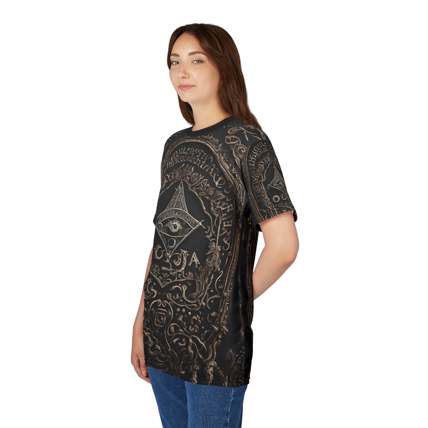 Ouija Board Unisex Graphic Tee - Mystical Black Design for Spiritual Seekers, 3D Ouija Board Design AOP Shirt