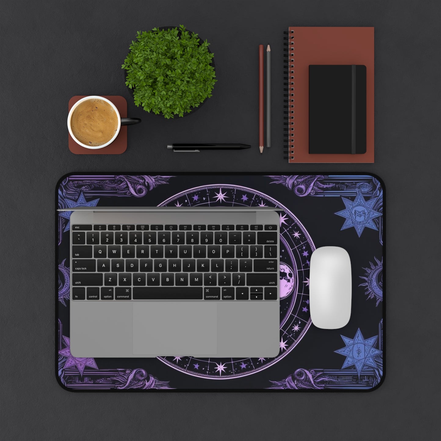Celestial Moon Phases Desk Mat - Cosmic Workspace Decor