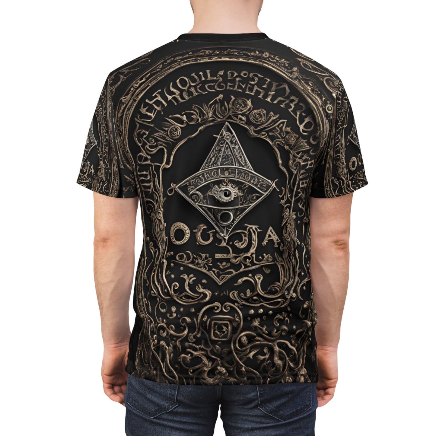 Ouija Board Unisex Graphic Tee - Mystical Black Design for Spiritual Seekers, 3D Ouija Board Design AOP Shirt
