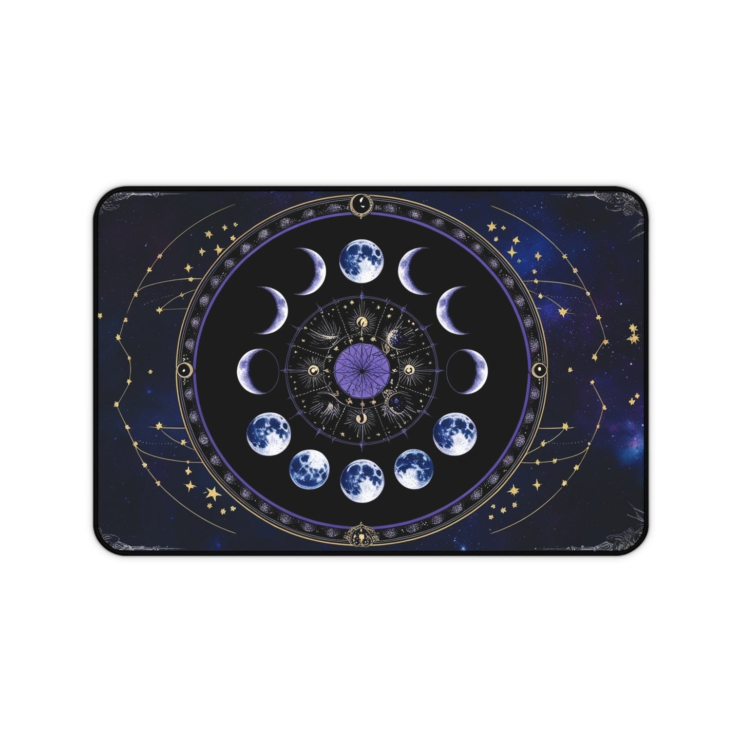 Vintage Gothic Celestial Art Desk Mat, Moon Phase Lunar Mousepad, Eclectic Witch Aesthetic Mousepad, Universe Stars Desk Decor Dark Academia