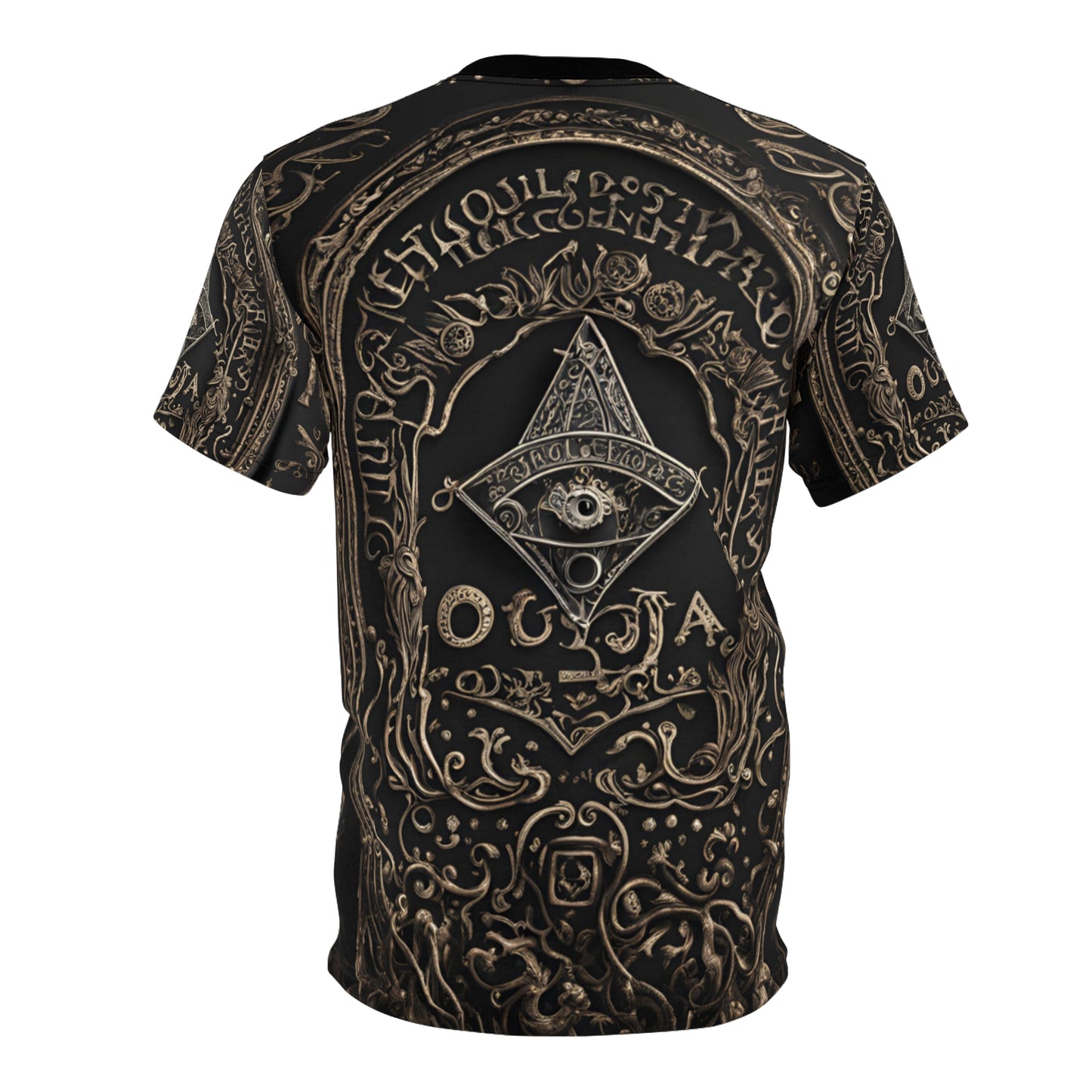 Ouija Board Unisex Graphic Tee - Mystical Black Design for Spiritual Seekers, 3D Ouija Board Design AOP Shirt