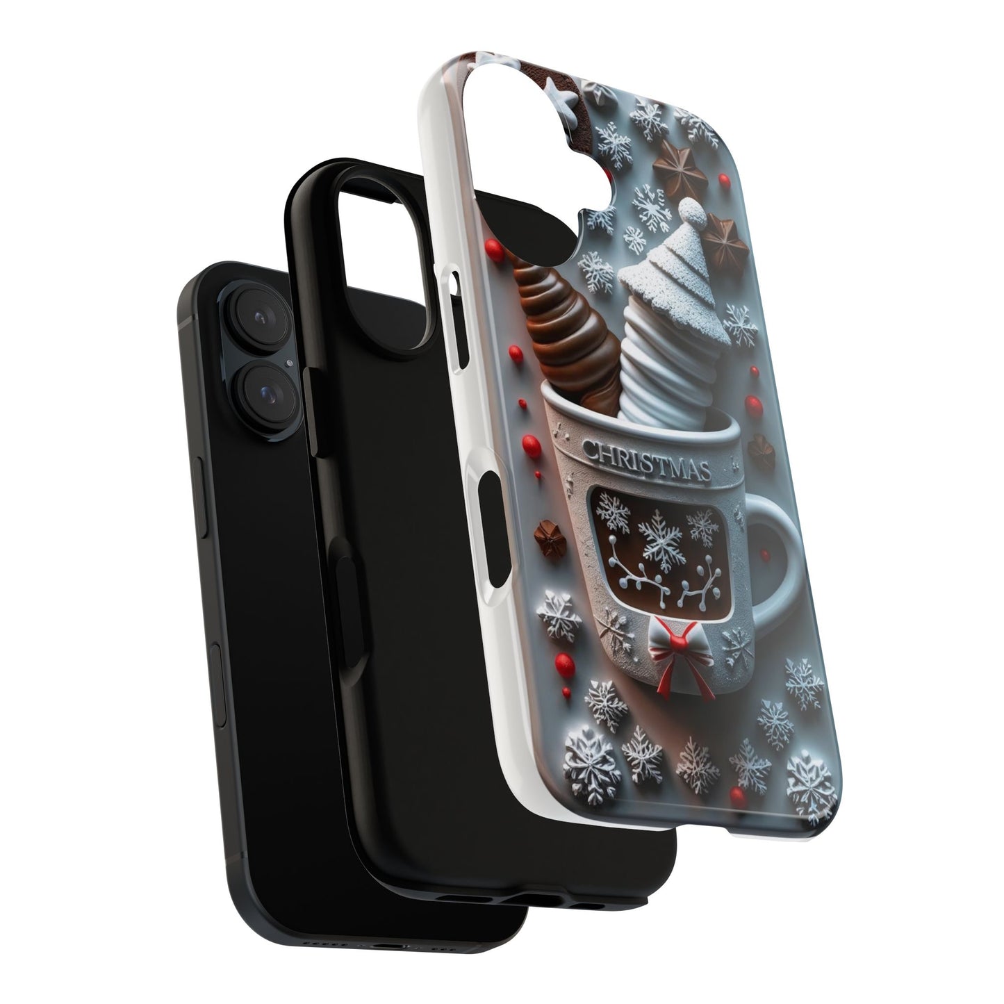 Christmas Coffee Mug Case, Holiday Phone Cover, Festive Accessory, Cute Winter Design, Gift for Coffee Lovers