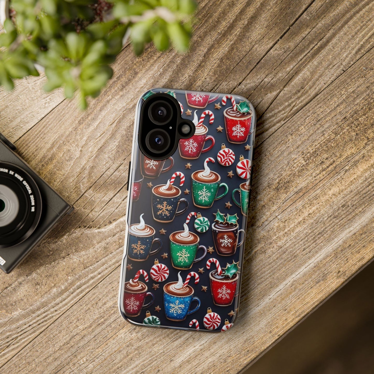 Festive Phone Case - Cocoa & Candy Canes Design, Holiday Gift, Christmas Decor, Winter Vibes, Cute Phone Accessories
