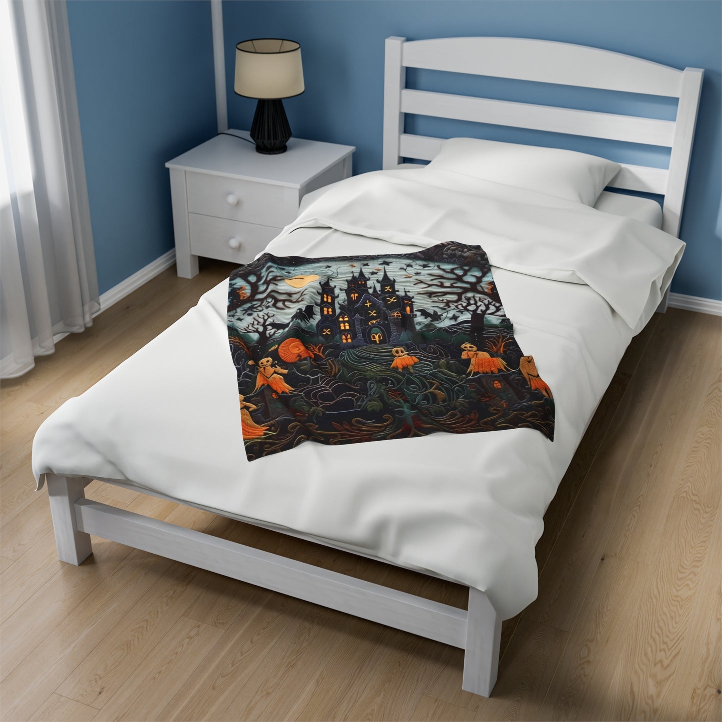 Custom Halloween Plush Blanket for Couch Bed Halloween Gift Blanket Pumpkin, Vintage Retro Spooky Season Halloween