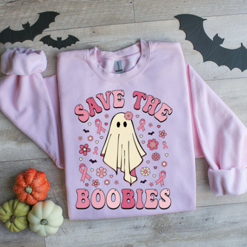 Save the Boobies Crewneck Sweatshirt | Unisex Heavy Blend | Breast Cancer Awareness