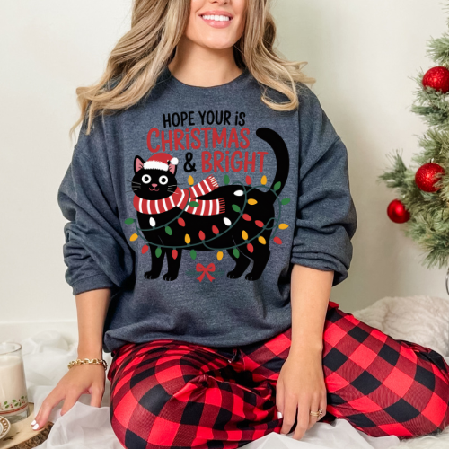 Festive Cat Sweatshirt, Cozy Holiday Apparel, Christmas Gift, Unisex Crewneck, Cute Cat Lover Gift, Winter Wardrobe Essential