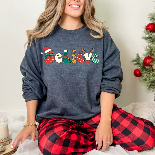 Holiday Cheer Sweatshirt, Believe Sweatshirt, Christmas Gift, Cozy Crewneck, Unisex Sweater, Festive Apparel
