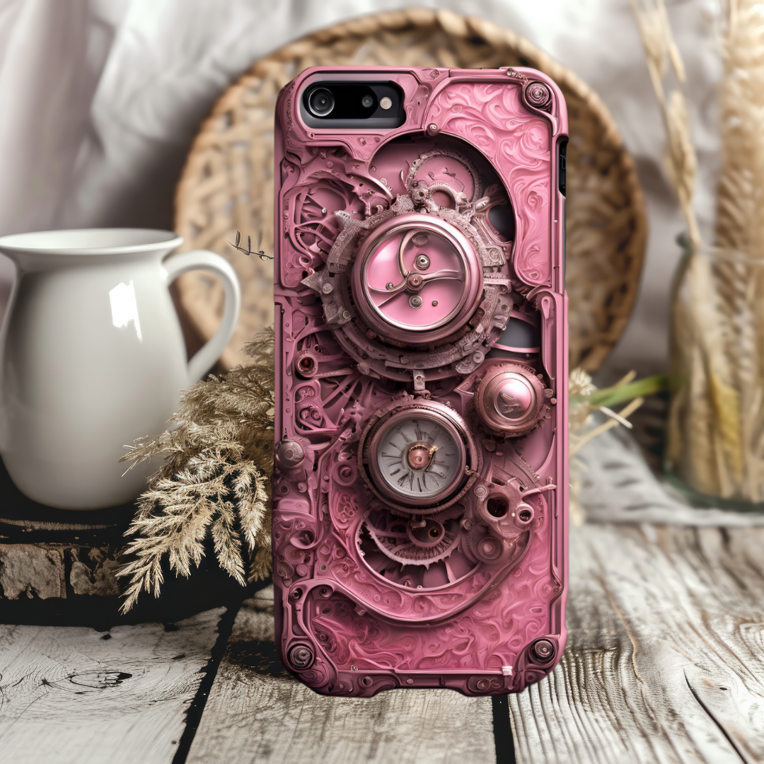 Steampunk Phone Case – Tough Cases with Vintage Clock Design, 3D Steam Punk Phone Case for iPhone, Samsung, and Google Pixel