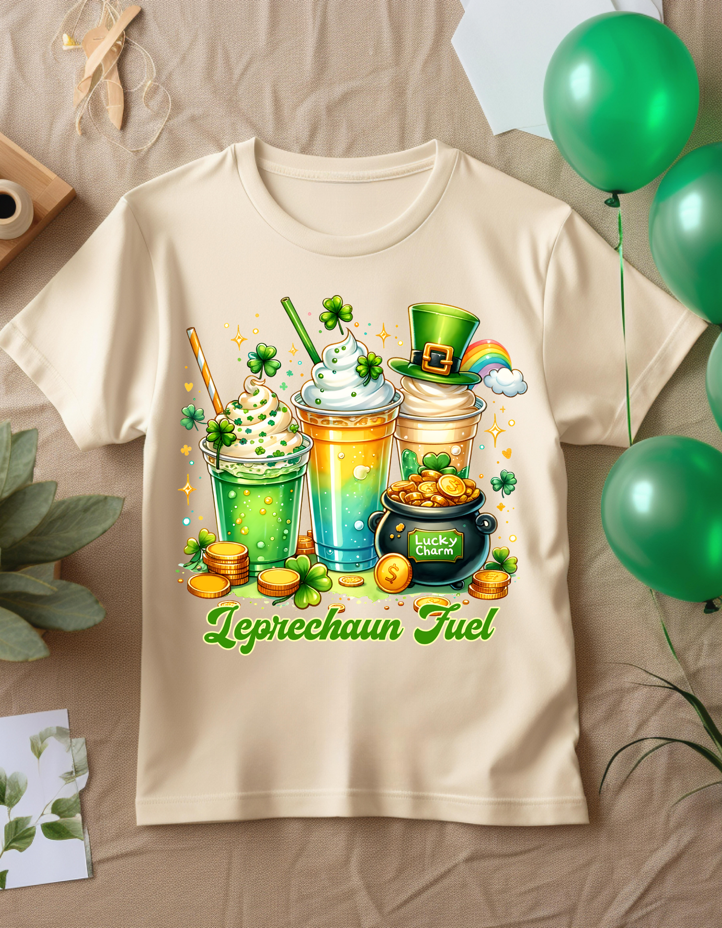 St. Patrick's Day T-Shirt, Unisex Softstyle Tee, Leprechaun Fuel Shirt, Spring Celebration Wear, Shamrock Slogan Top