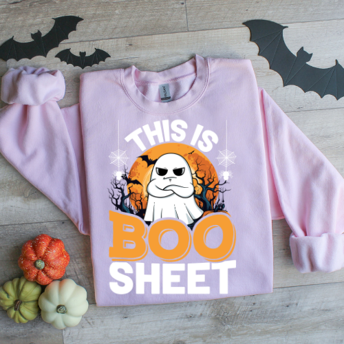 Halloween Humor Crewneck Sweatshirt - 'This is Boo Sheet'