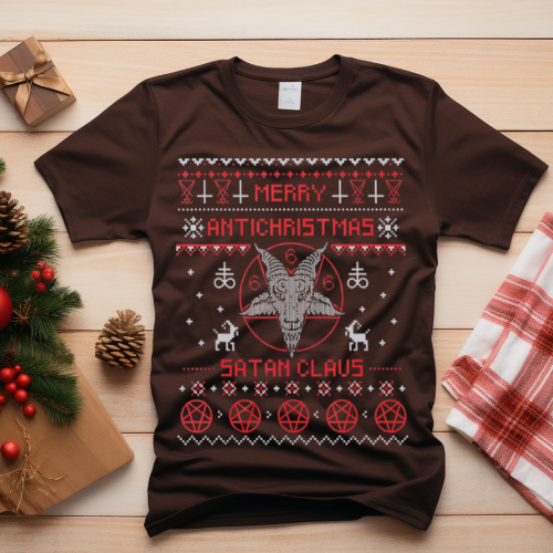 Unisex Anti-Christmas T-Shirt, Funny Holiday Tee, Satan Claus Novelty Shirt, Gift for Him/Her, Festive Party Wear