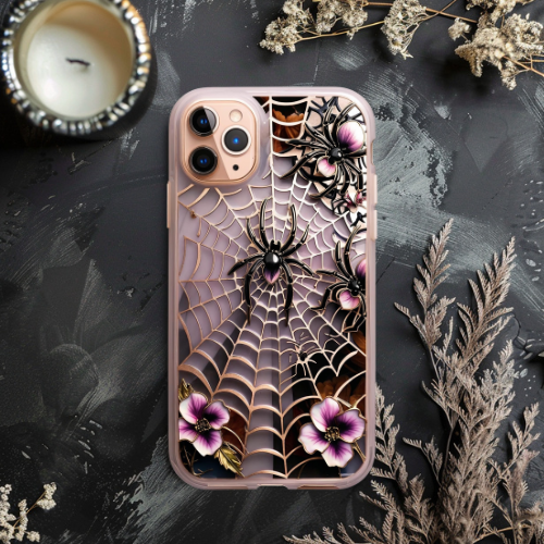 Spooky Floral Spider Phone Case - Tough Cases for Halloween Lovers