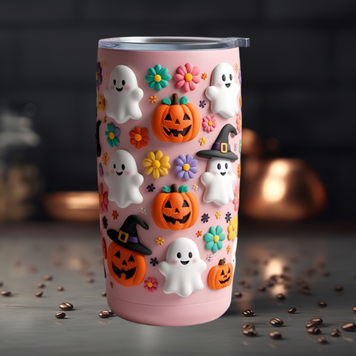 Cute Halloween Ghosts Tumbler 20oz - Fun & Festive Drinkware for Spooky Season