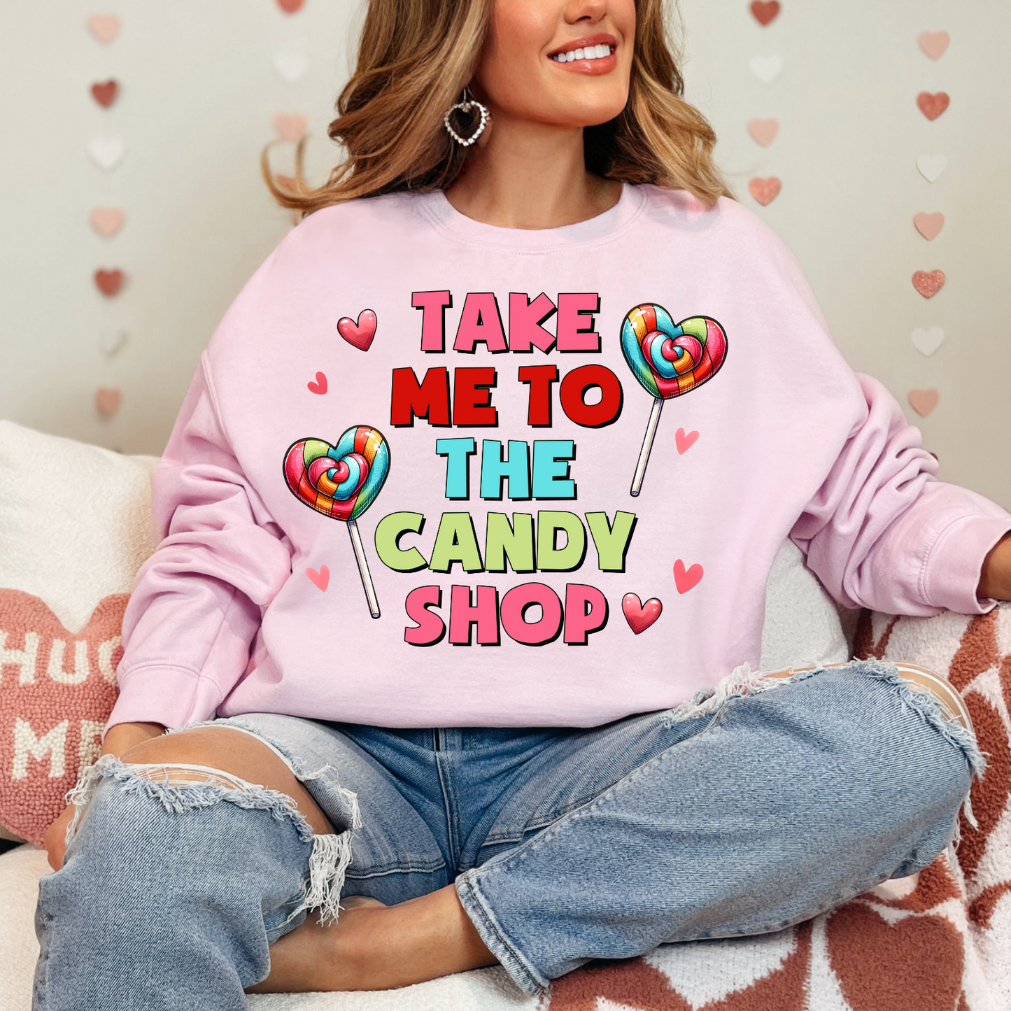 Valentine's Day Shirt, Candy Shop Sweatshirt - Unisex Crewneck, Cute Gift for Sweet Lovers, Cozy Casual Wear, Fun Candy Theme, Perfect for Girls Night Out