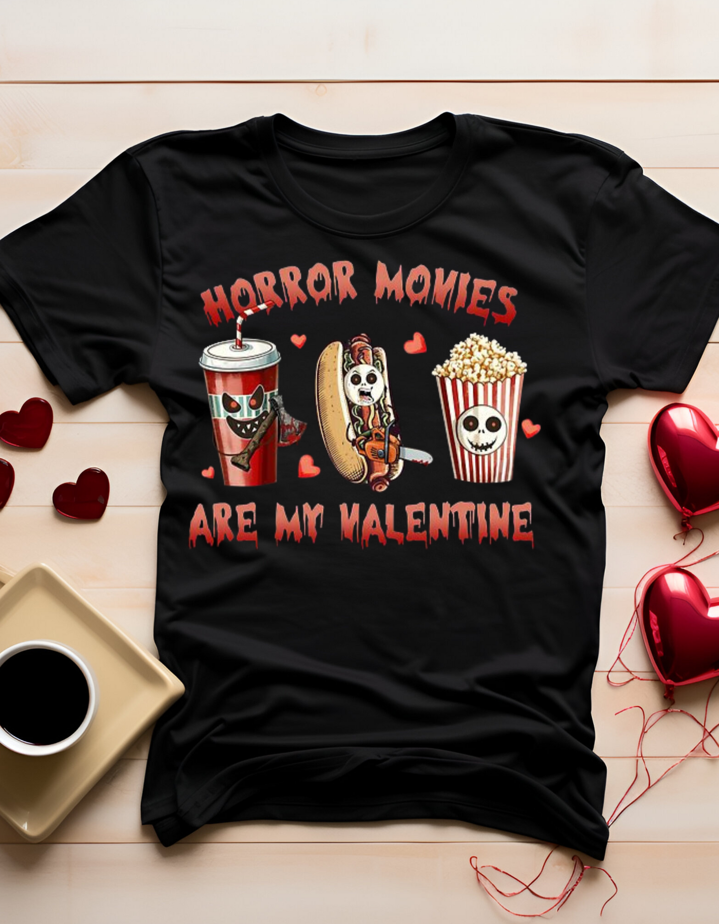 Horror Movies Valentine T-Shirt, Cute Horror T-Shirt, Valentine's Day Gift, Unisex Graphic Tee, Movie Night Apparel, Unique Gift Idea