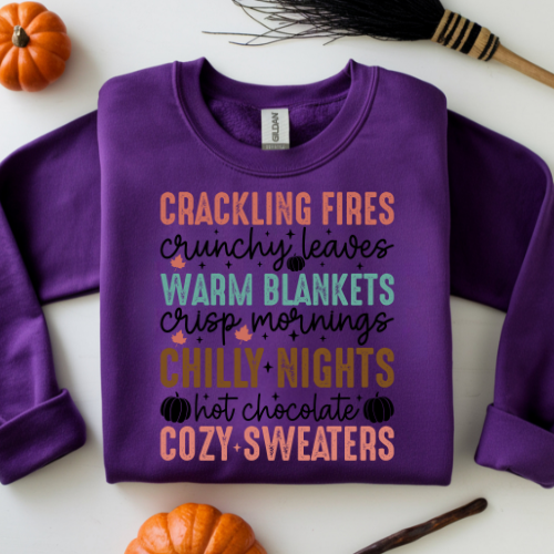 Cozy Fall Sweatshirt: Perfect for Chilly Nights, Hot Chocolate, Autumn Vibes, Thanksgiving, Gift for Him or Her