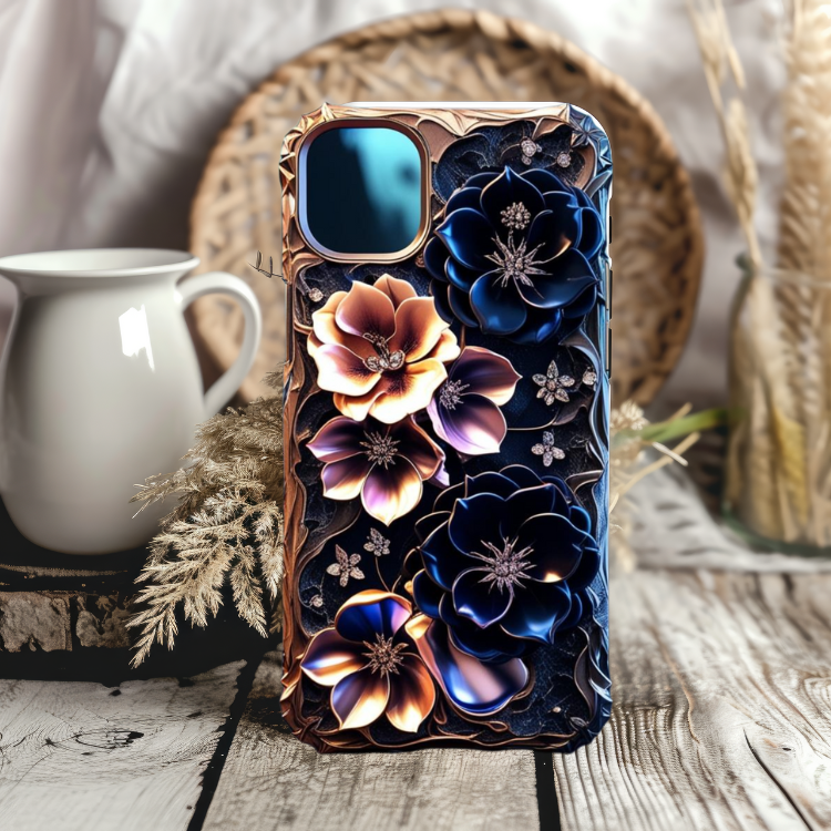 Tough Cases: Floral Elegant Phone Case for Protection & Style, Gothic Flowers Phone Case for iPhone, Samsung, and Google Pixel