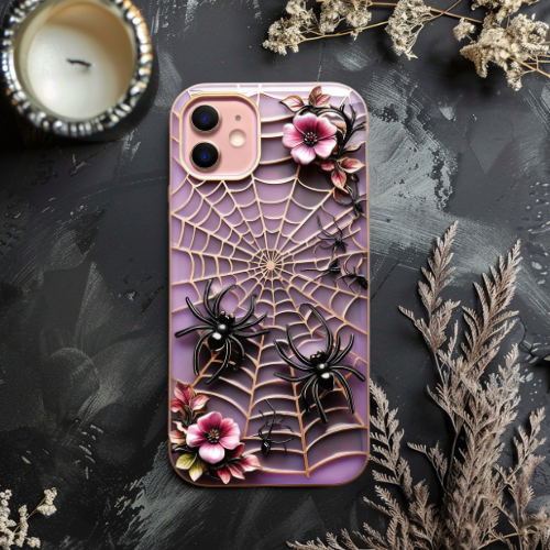 Purple Spider Web Phone Case - Tough & Stylish Design for Halloween Lovers