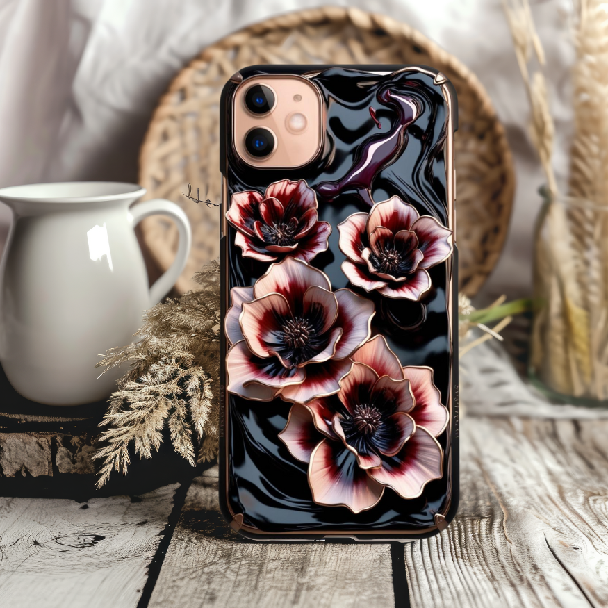 Floral Tough Phone Case - Elegant Flower Design for Protection and Style ,Gothic Flowers Phone Case for iPhone, Samsung, and Google Pixel