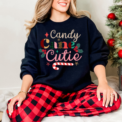 Candy Cane Cutie Sweatshirt, Cozy Winter Apparel, Christmas Gift, Holiday Outfit, Unisex Crewneck