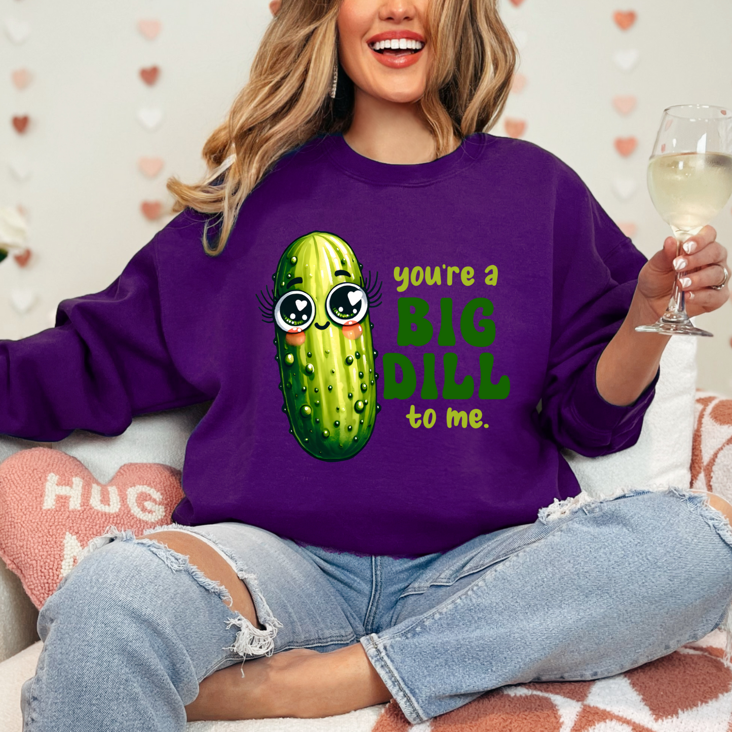 Valentine's Day Sweatshirt, Cute Cactus Sweatshirt - You're a Big Dill to Me, Funny Gift for Plant Lovers, Casual Wear, Cozy Comfort, Unique Birthday Gift