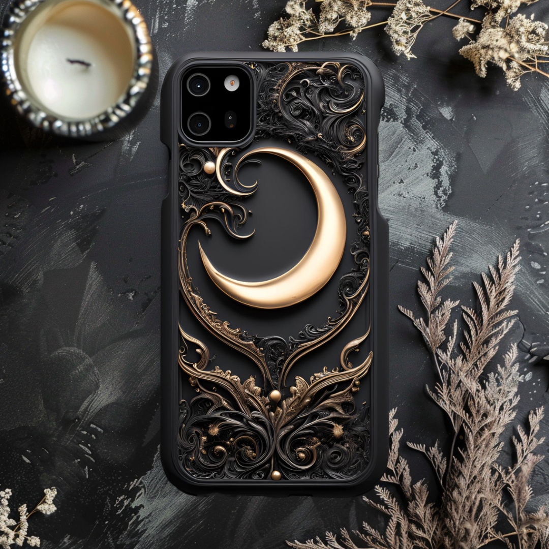 Elegant Moon Design Phone Case - Tough Cases for Stylish Protection, Celestial Moon Phone Case for iPhone, Samsung, and Google Pixel