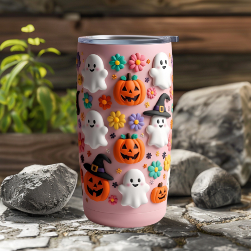 Cute Halloween Ghosts Tumbler 20oz - Fun & Festive Drinkware for Spooky Season