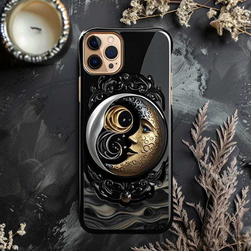 Celestial Yin Yang Phone Case - Tough Cases for Astrology Lovers, Crescent Moon Phone Case for iPhone, Samsung, and Google Pixel