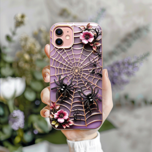 Purple Spider Web Phone Case - Tough & Stylish Design for Halloween Lovers
