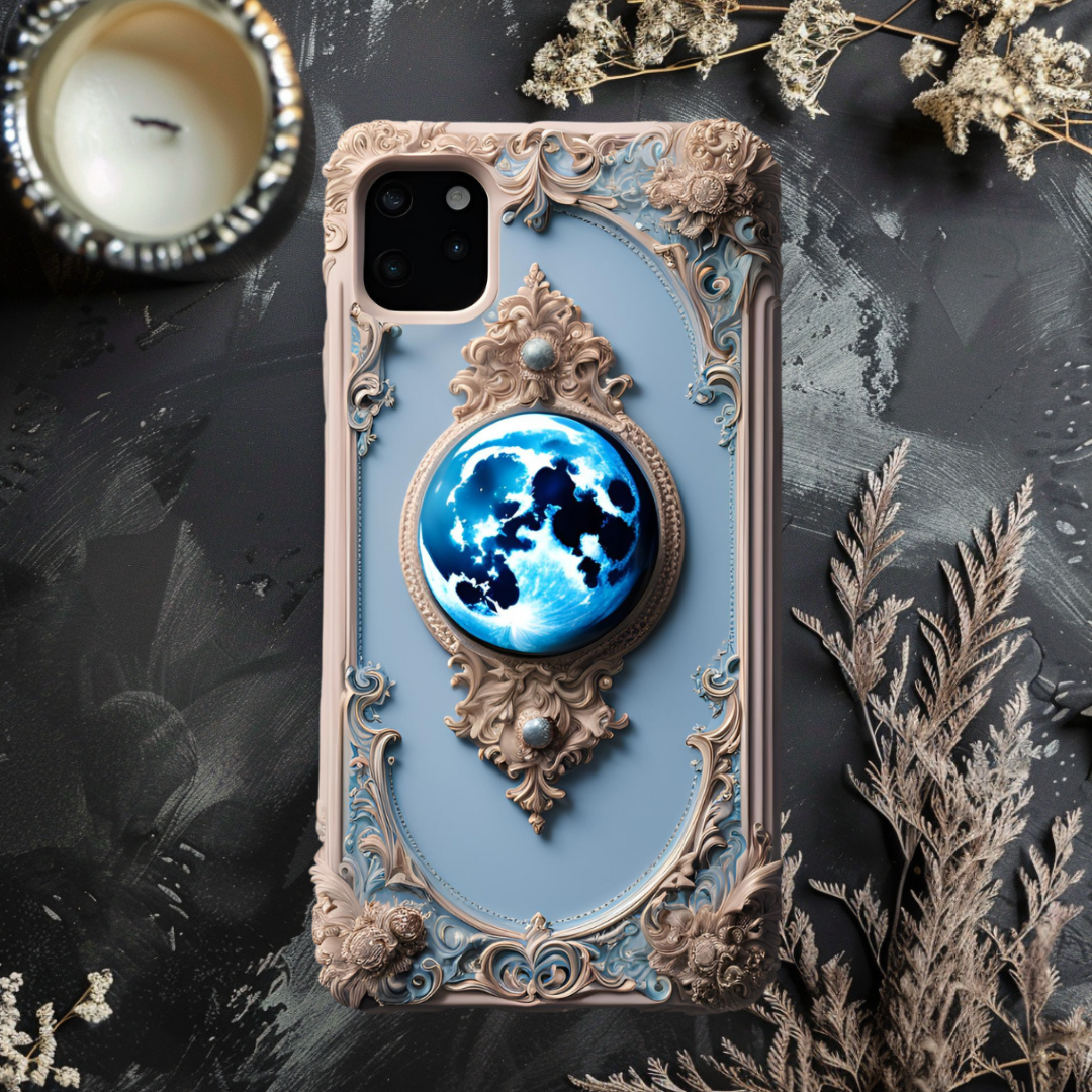 Artistic iPhone Case - Tough Cases with Elegant Design, Celestial Moon Phone Case for iPhone, Samsung, and Google Pixel