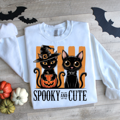 Spooky and Cute Cat Crewneck Sweatshirt