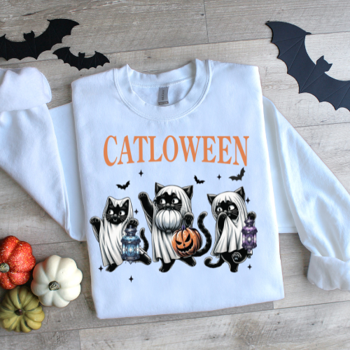 Catlween Sweatshirt - Unisex Halloween Crewneck