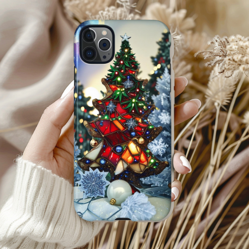 Festive Phone Case, Christmas Decor Protector, Holiday Gift, Winter Wonderland Cover, Christmas Tree Design, Seasonal Mobile Accessory