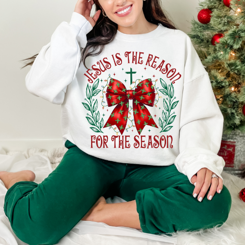 Christmas Religious Sweatshirt, Unisex Crewneck, Jesus Is The Reason, Holiday Apparel, Faith-Based Gift, Comfortable Winter Wear