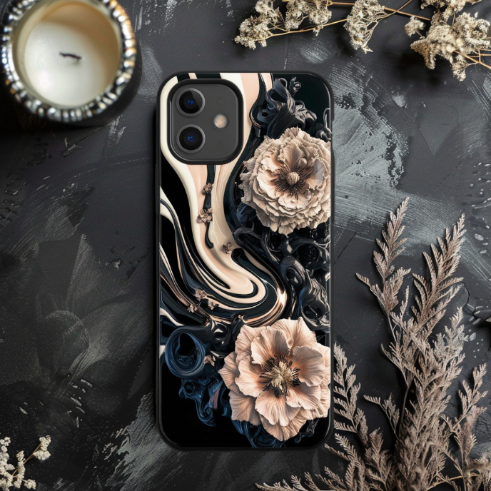 Floral Tough Phone Case - Elegant Garden Design, Gothic Flowers Phone Case for iPhone, Samsung, and Google Pixel