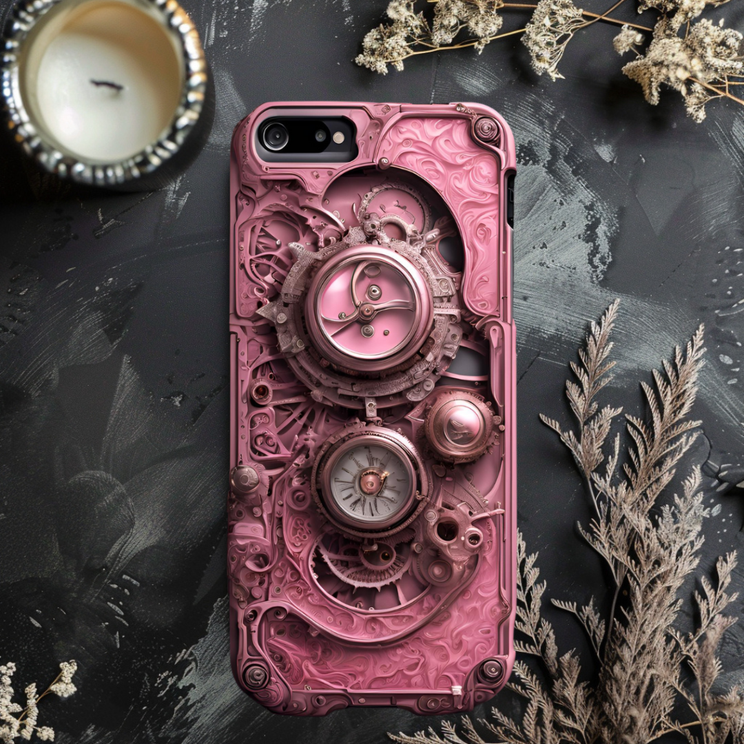 Steampunk Phone Case – Tough Cases with Vintage Clock Design, 3D Steam Punk Phone Case for iPhone, Samsung, and Google Pixel