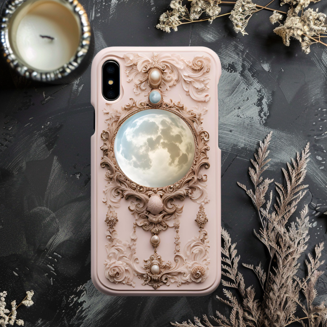Elegant Moonlit Phone Case - Tough Cases with Gothic Design, Celestial Moon Phone Case for iPhone, Samsung, and Google Pixel