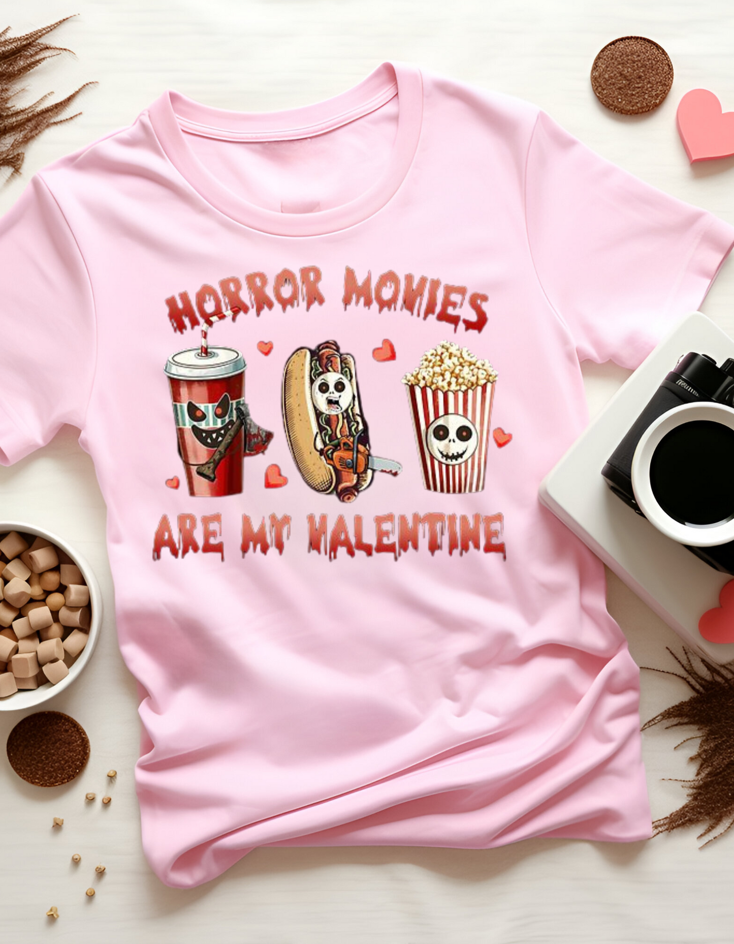 Horror Movies Valentine T-Shirt, Cute Horror T-Shirt, Valentine's Day Gift, Unisex Graphic Tee, Movie Night Apparel, Unique Gift Idea