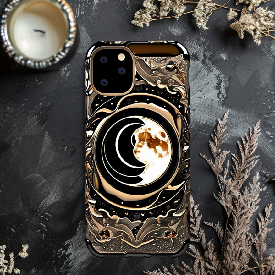 Artistic Moon Phase Phone Case - Tough Cases, Celestial Phone Case for iPhone, Samsung, and Google Pixel