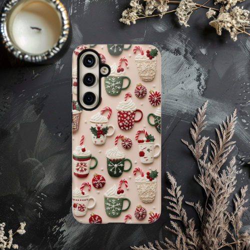 Cute Holiday Phone Case with Hot Cocoa Design, Festive Phone Cover, Gift for Coffee Lovers, Holiday Spirit Case, Cute Kawaii Style