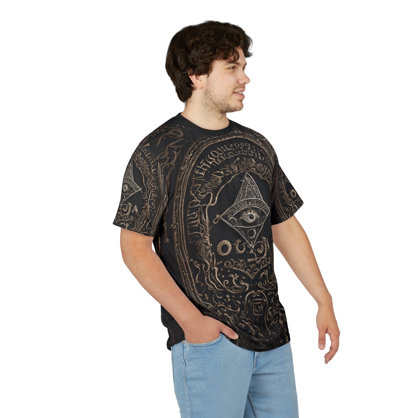 Ouija Board Unisex Graphic Tee - Mystical Black Design for Spiritual Seekers, 3D Ouija Board Design AOP Shirt