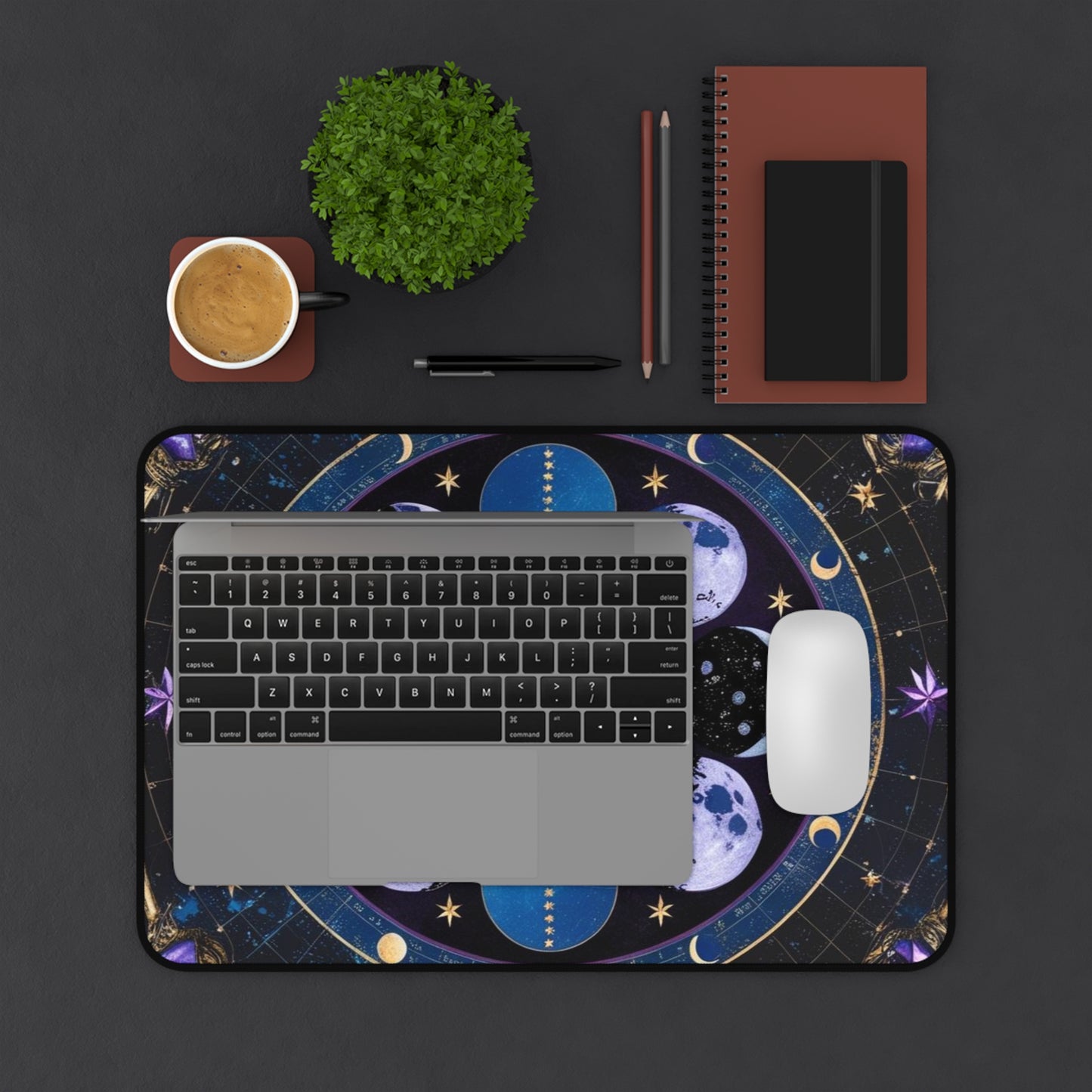 Celestial Moons Desk Mat - Stylish Astrology Office Accessory