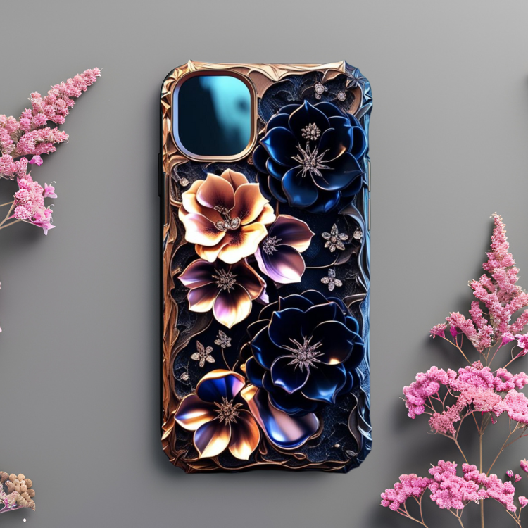 Tough Cases: Floral Elegant Phone Case for Protection & Style, Gothic Flowers Phone Case for iPhone, Samsung, and Google Pixel